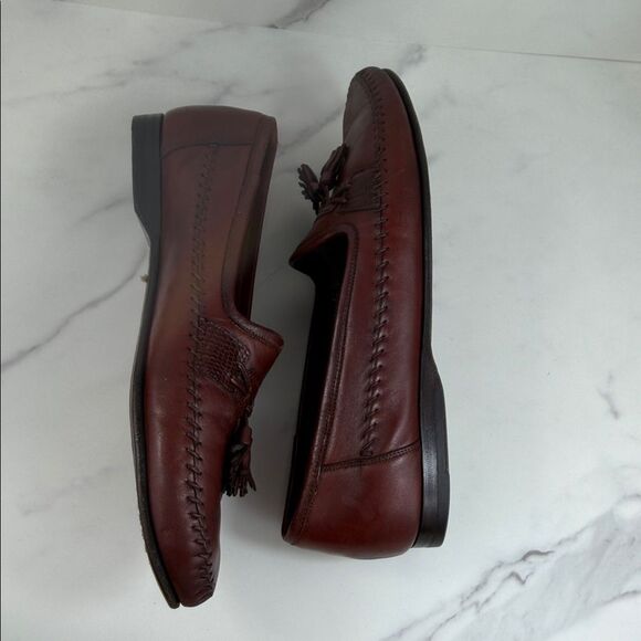 Santoni Italy Men’s Burgundy Leather Tassel Loafers Slip On Dress Shoes 10.5 D main image 5